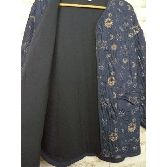 $240 Calme by Johnny Was Yessi Quilted Astrology Softshell Zip Jacket Large NEW